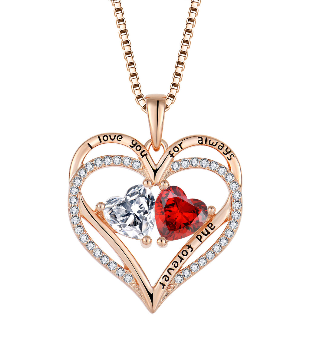 S925 Silver Double Love Necklace With Rhinestones Fashion Personality Heart-shaped Necklace 🇨🇳