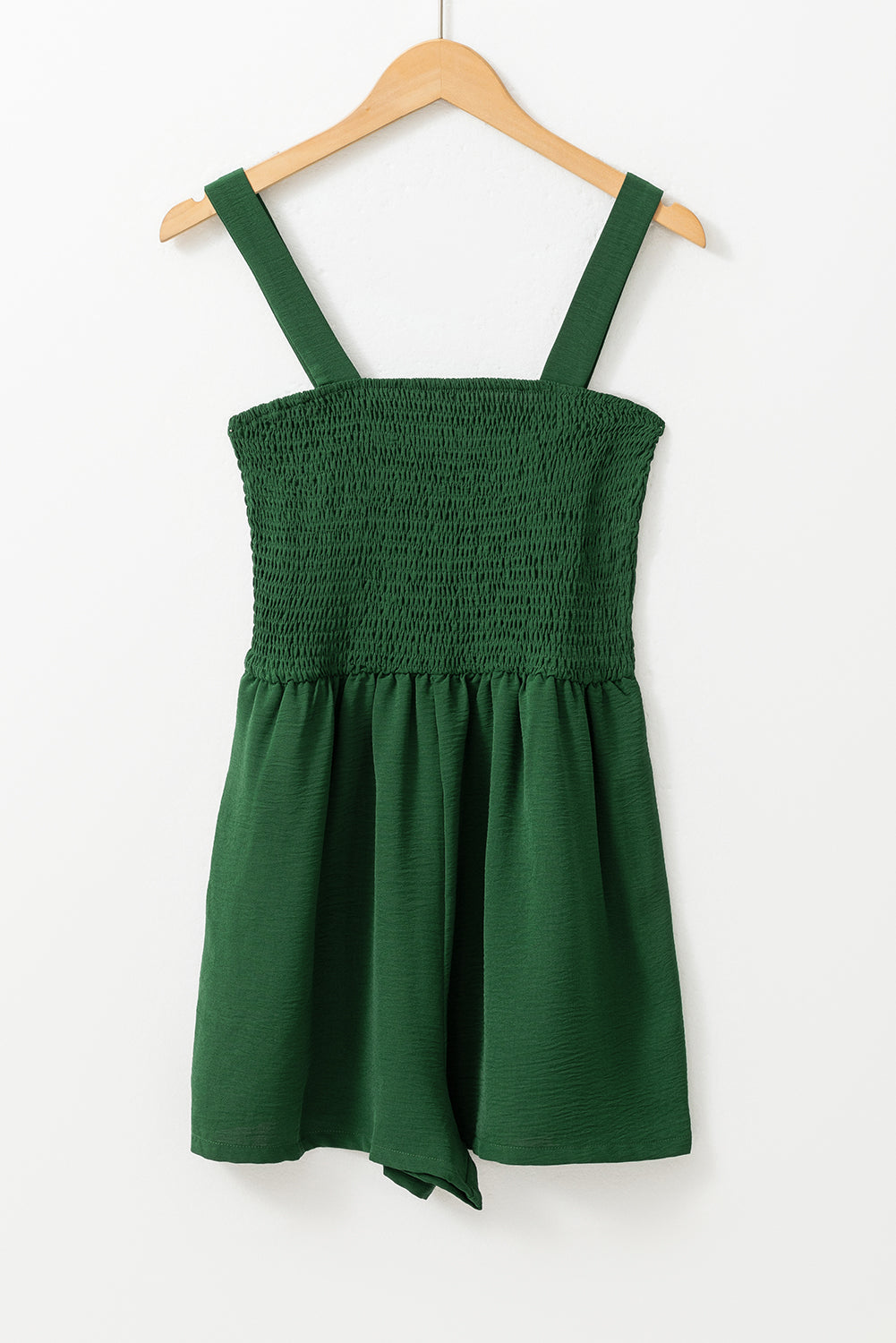 Green Casual Pocketed Smocked Sleeveless Romper 🇺🇸