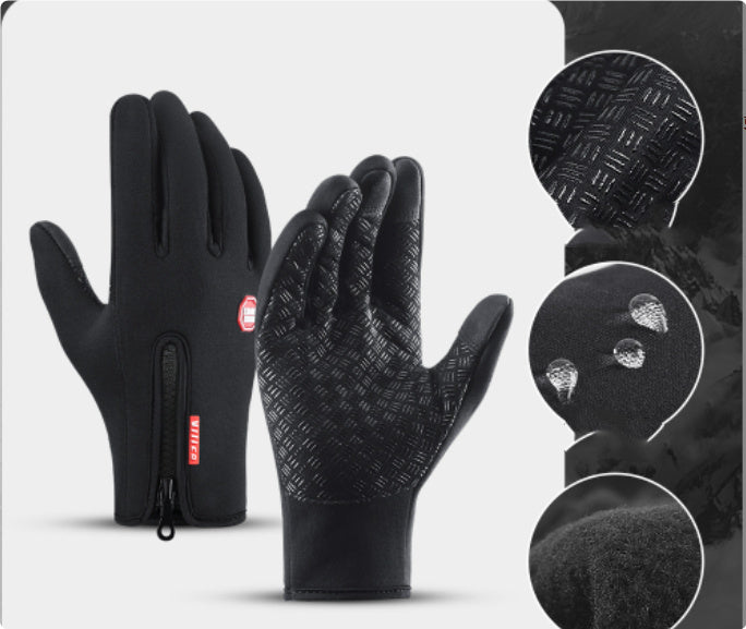Touch Screen winter Sliding Waterproof Sports Gloves With Fleece 🇨🇳
