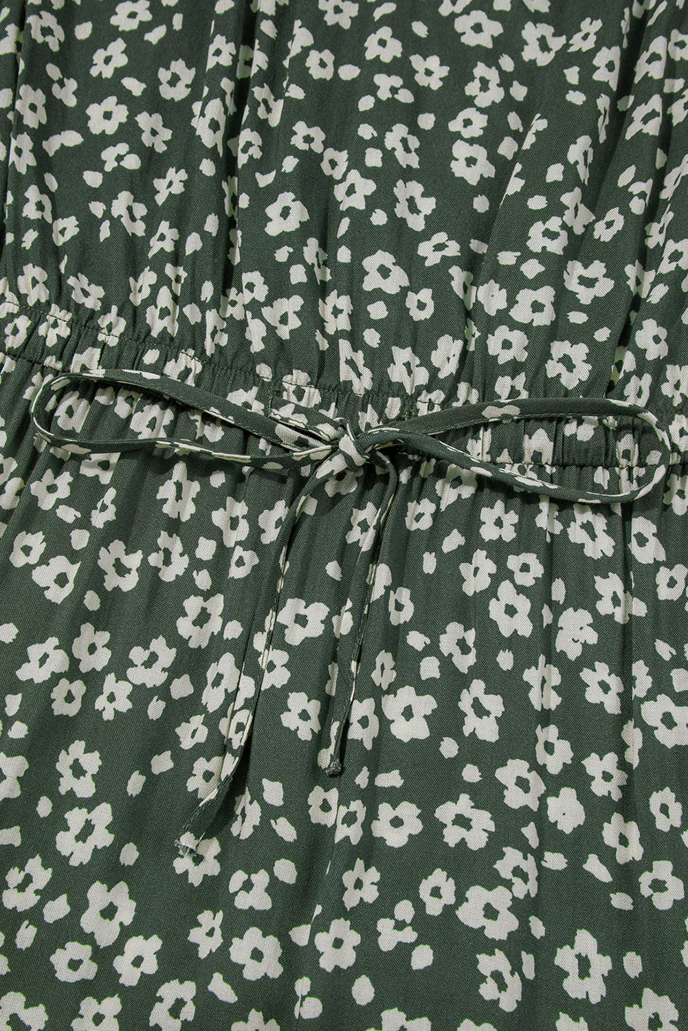 Green Boho Floral Print V Neck Tunic Sleeveless Dress 🇨🇳