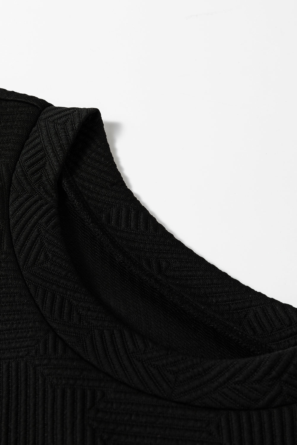 Black Textured Puff Sleeve Top and Pants Set 🇺🇲