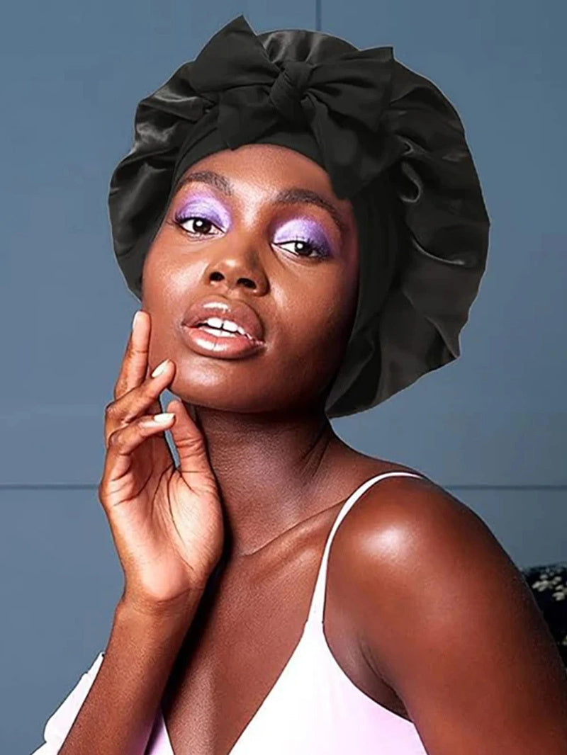 New Silk Bonnet For Sleeping Women Satin Bonnet Hair Bonnet Night Sleep Cap Scarf Wrap For Curly Hair With Tie Band For Curly Hair 🇨🇳