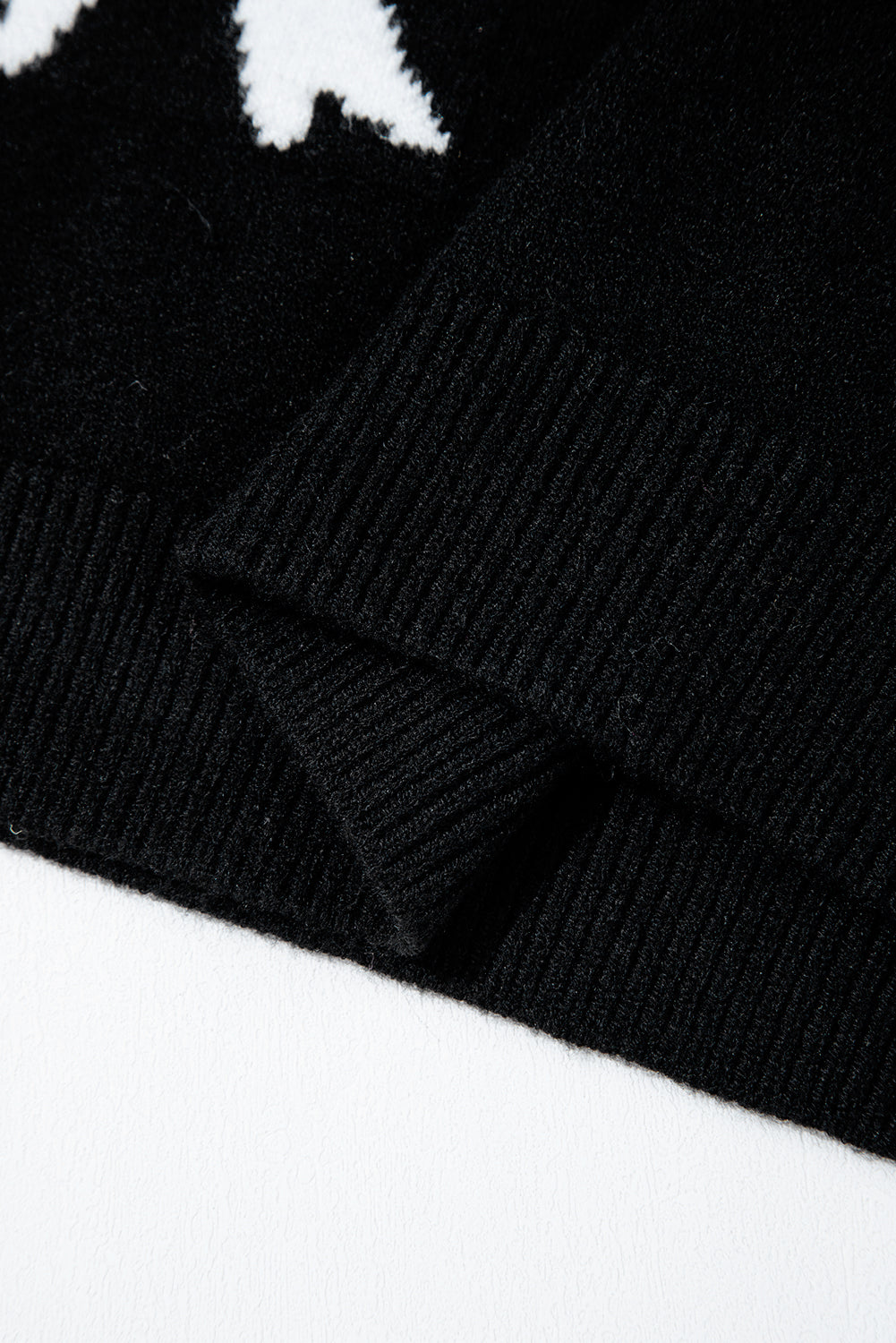 Black Bow Pattern Knit Short Sleeve Sweater 🇺🇲