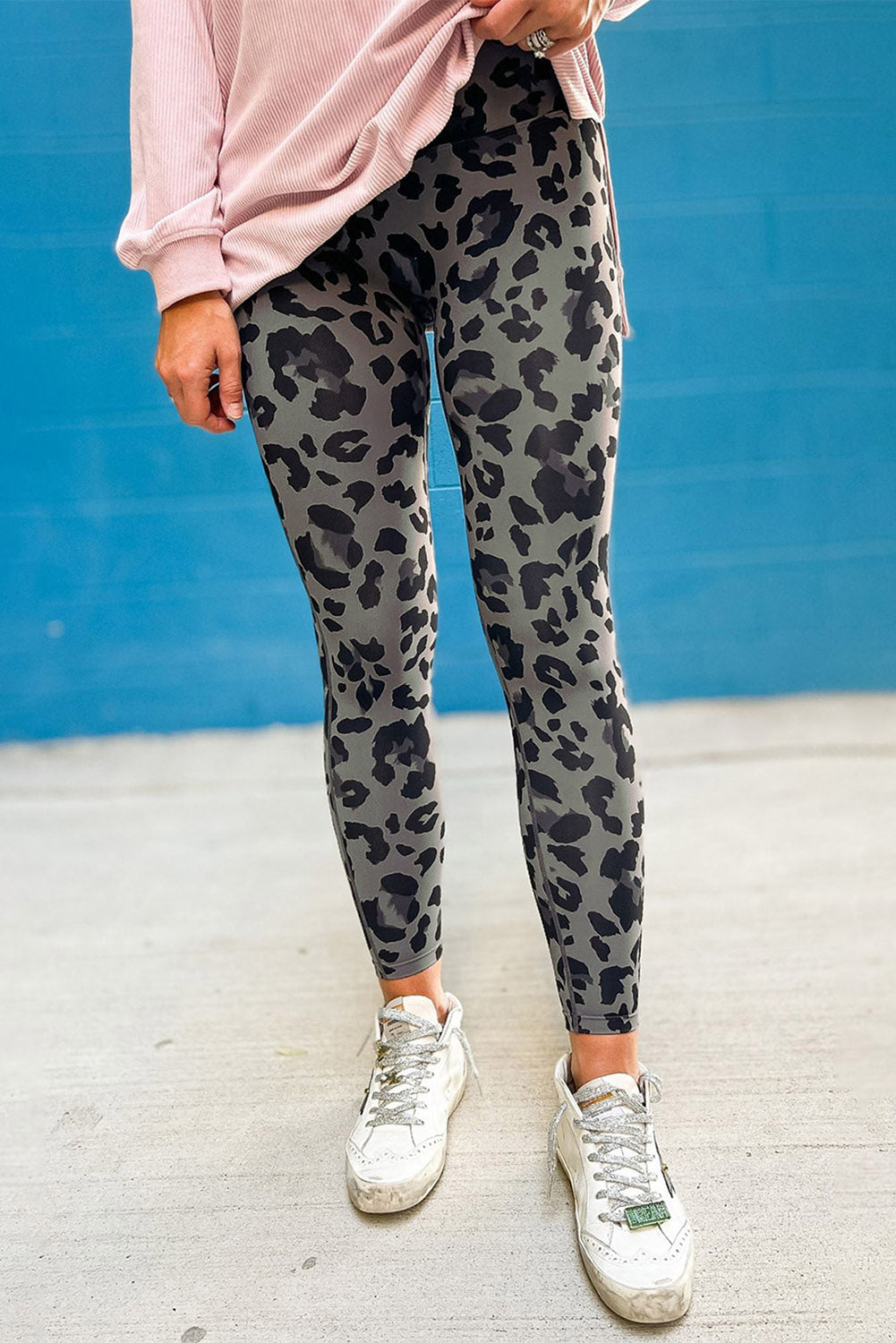 Gray Classic Leopard Print Active Leggings 🇺🇸