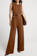 Clay Buckle Sash Detail Sleeveless Loose Jumpsuit 🇺🇸