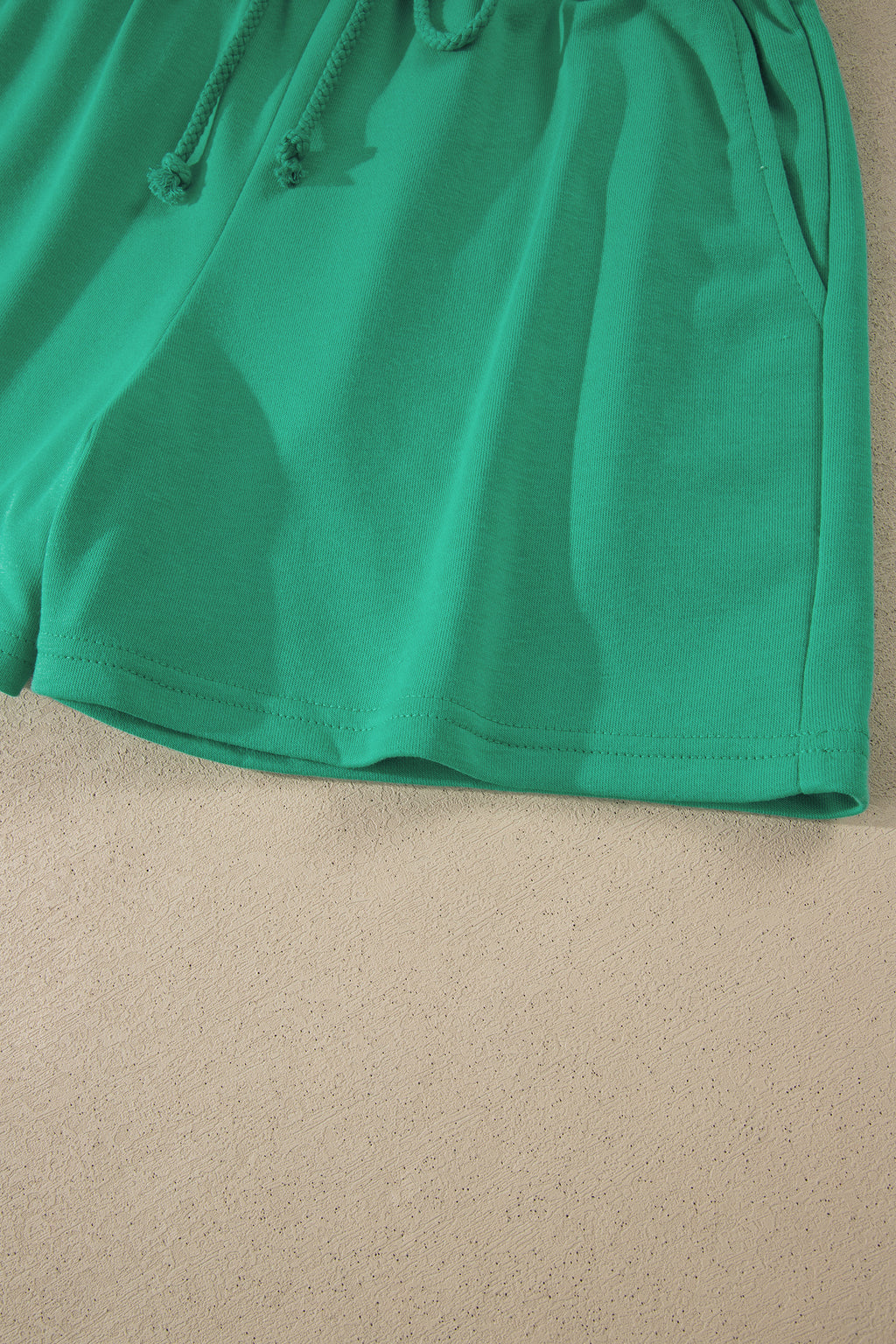 Sea Green Solid Color Loose Tee Drawstring Shorts 2pcs Outfit 🇺🇸
