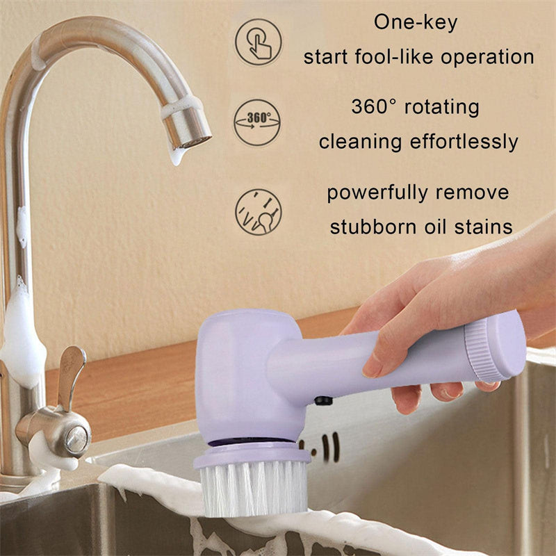 Electric Cleaning Brush 4 In 1 Spinning Scrubber Handheld Electric Cordless Cleaning Brush Portable 🇨🇳