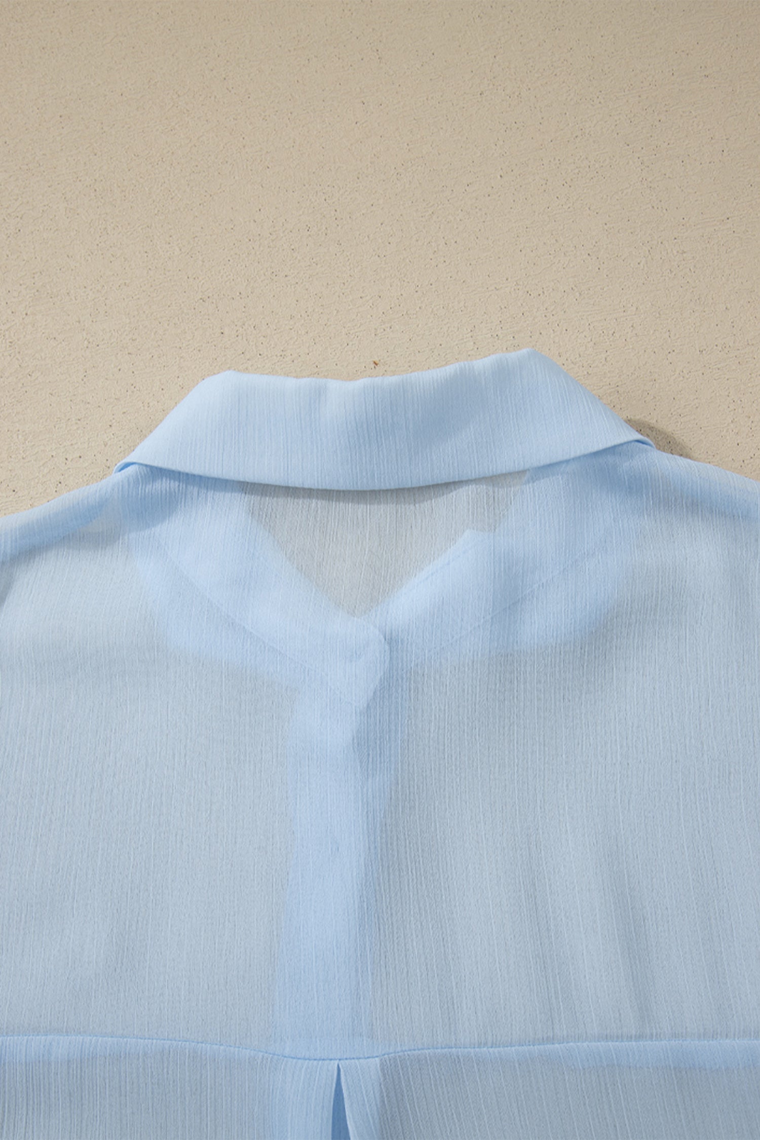Beau Blue Sheer Tunic Shirt Drawstring Shorts 2pcs Swim Cover Up 🇺🇸
