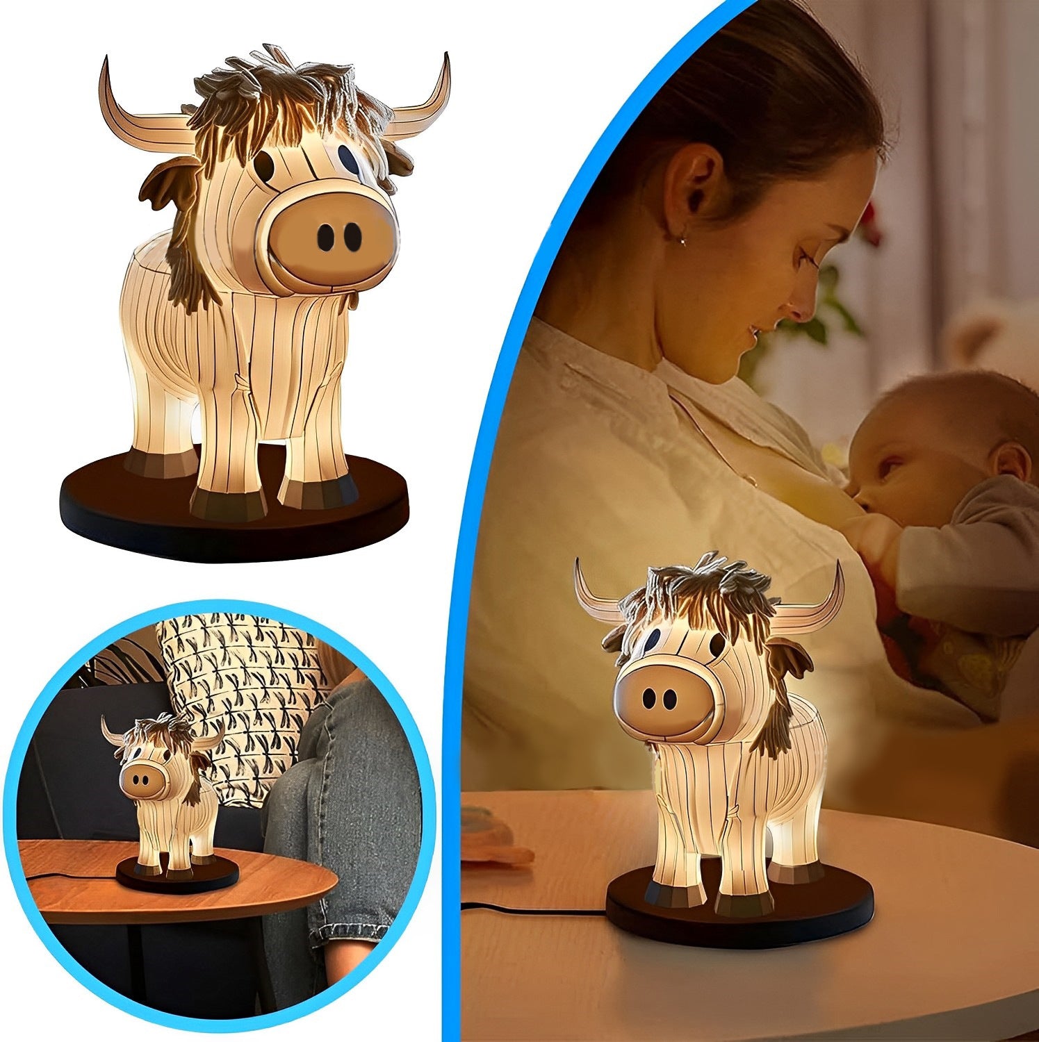 Home Cow Table Lamp Fun Cow Small Night Lamp 🇨🇳