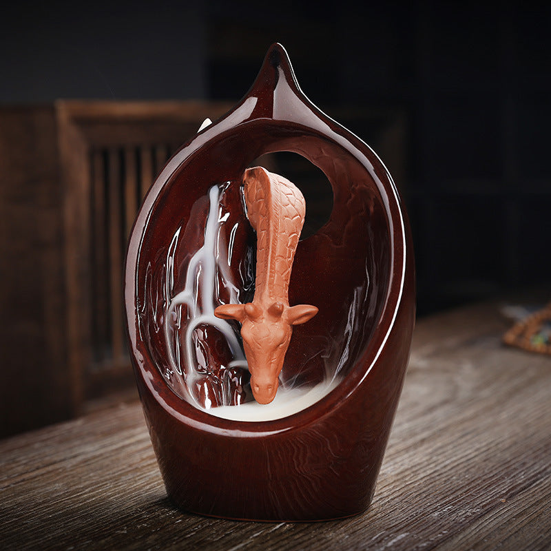 Ceramic Backflow Giraffe Drink Water All The Way Peace Censer Aromatherapy 🇨🇳