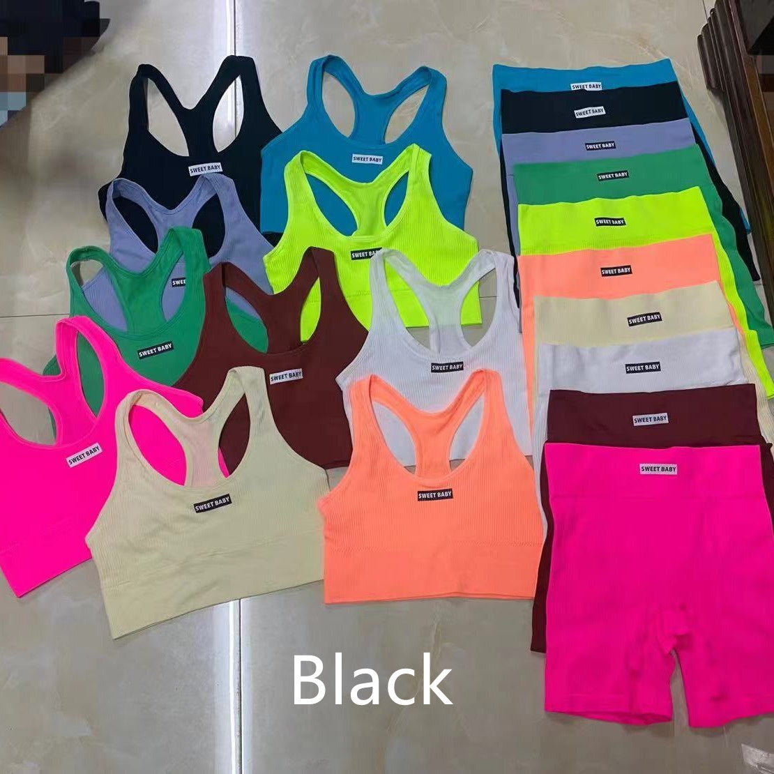 Sports Yoga Suit With Chest Pad Shockproof Beauty Back Hip Withdraw Stretch Sports Women's Shorts 🇨🇳