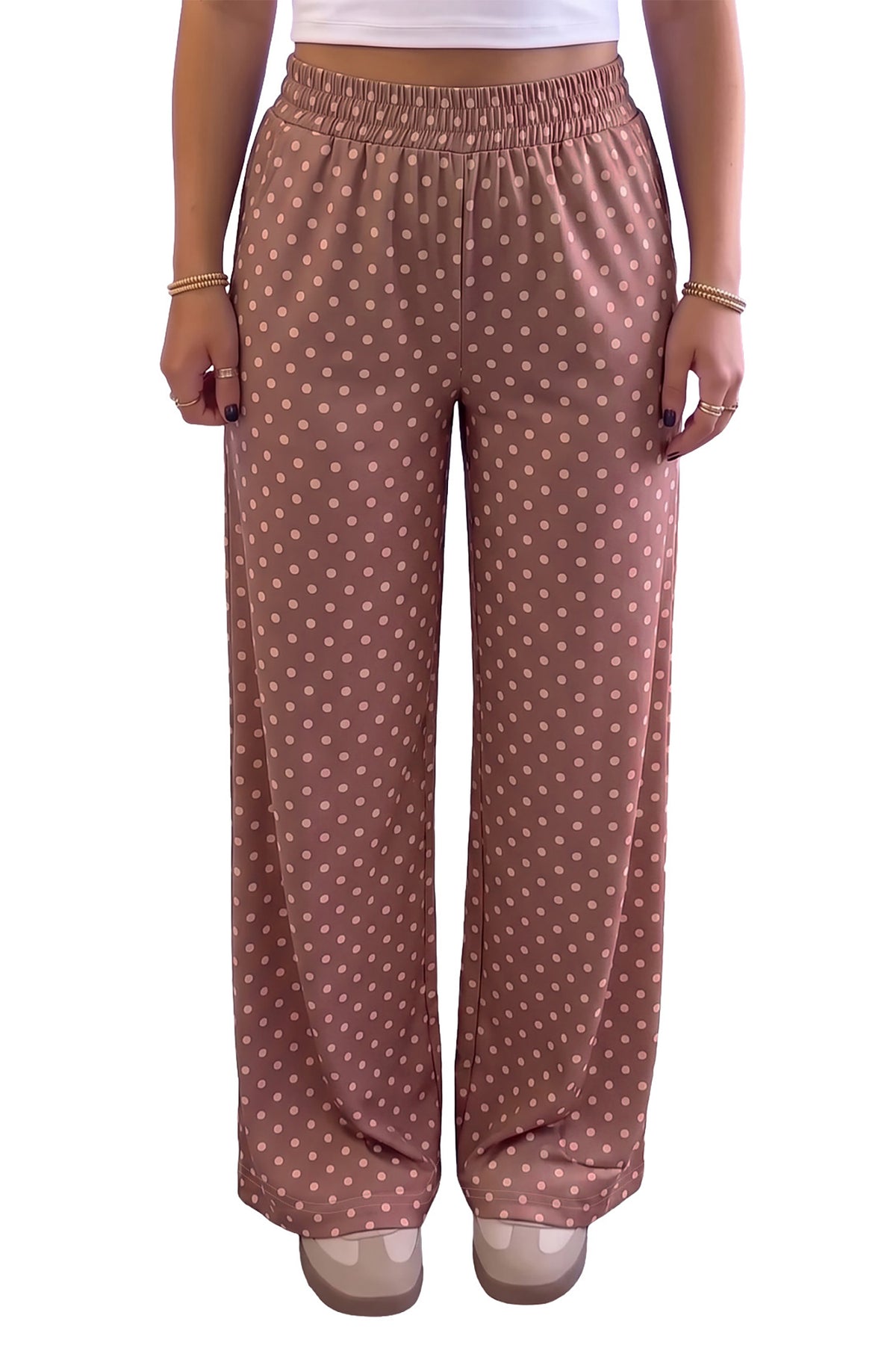 Brown Polka Dot Printed Casual Loose Pants 🇺🇸