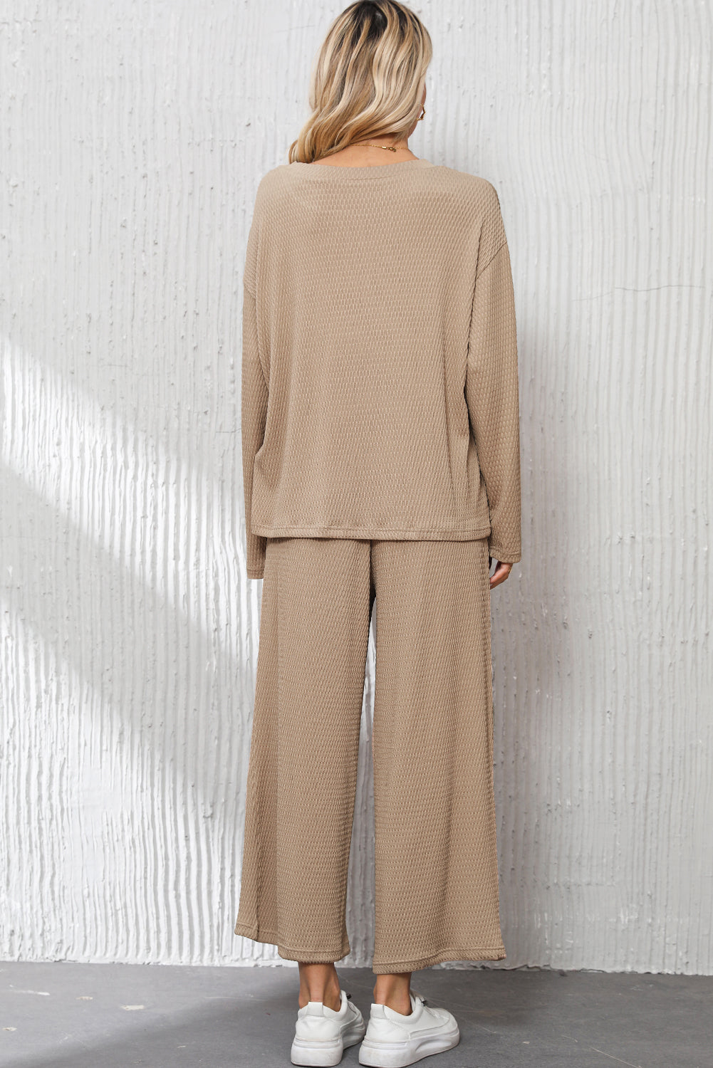 Smoke Gray Loose Textured Pullover and Pants Outfit 🇺🇸