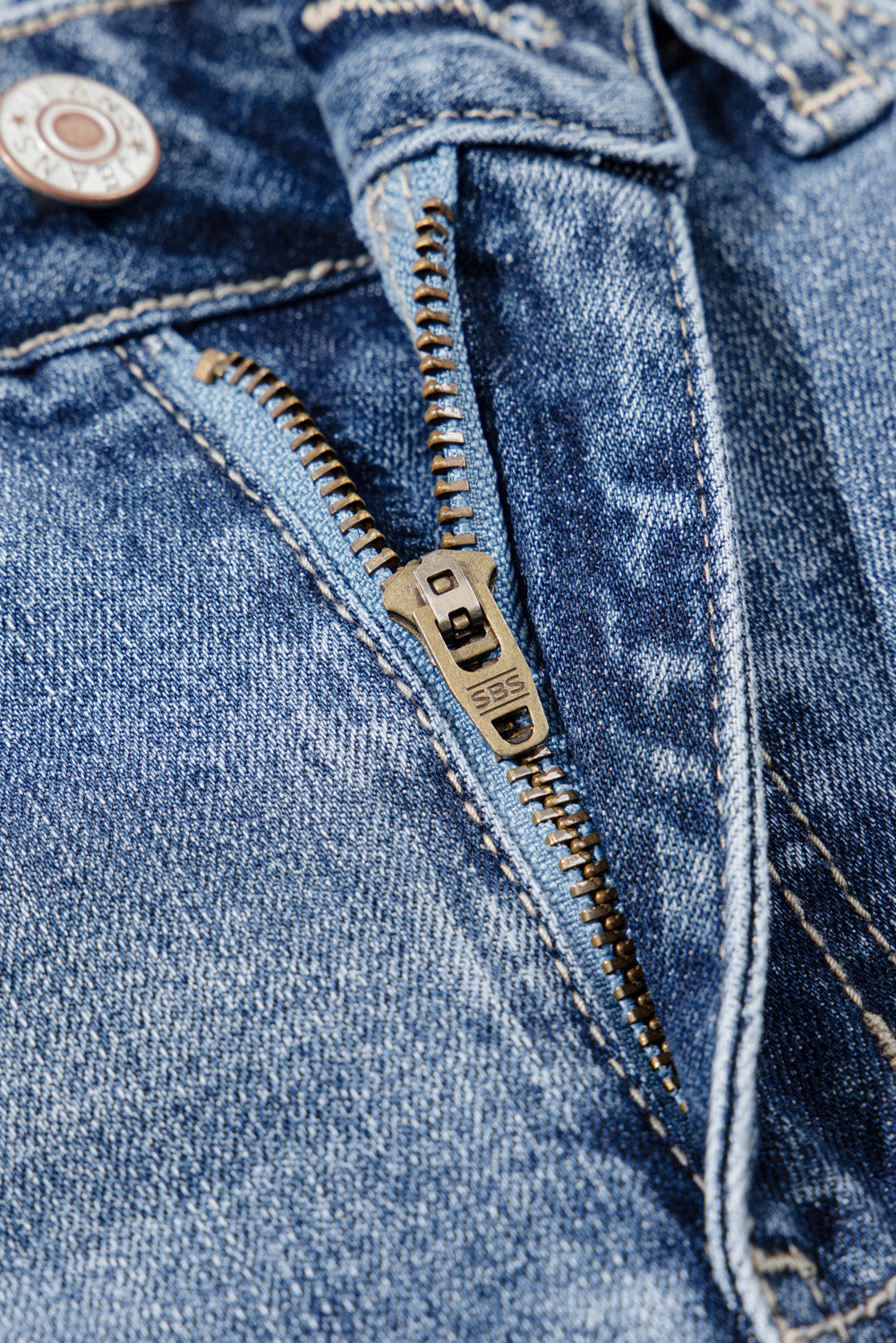 Dusk Blue High Rise Ripped Distressed Hem Flared Jeans 🇨🇳