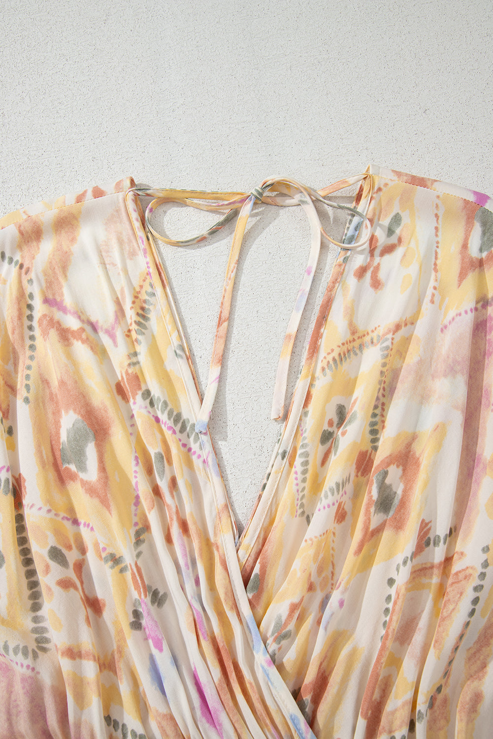 Multicolour Geometric Print Half Sleeve Shirred High Waist Maxi Dress 🇺🇸
