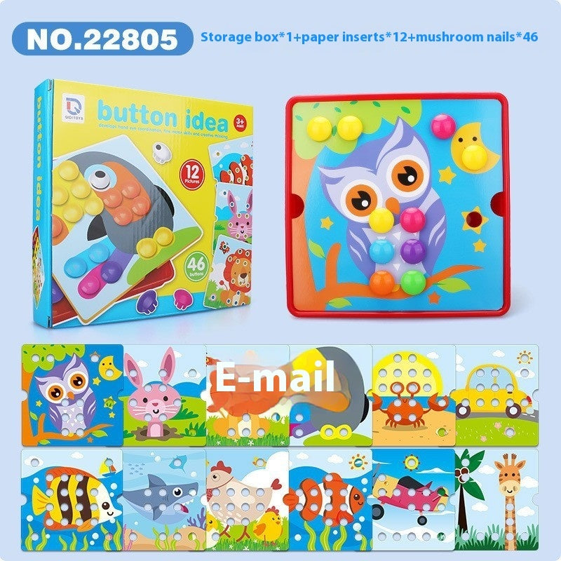 Children's Button Puzzle Mushroom Nail Early Education Perception Educational Toys 🇨🇳