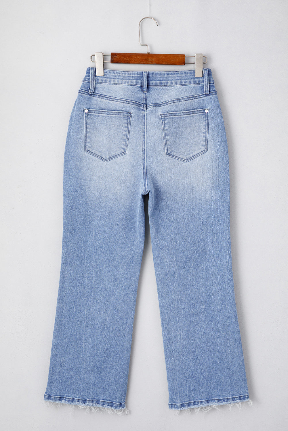 Beau Blue Mineral Wash Raw Hem High Waist Flared Jeans 🇨🇳