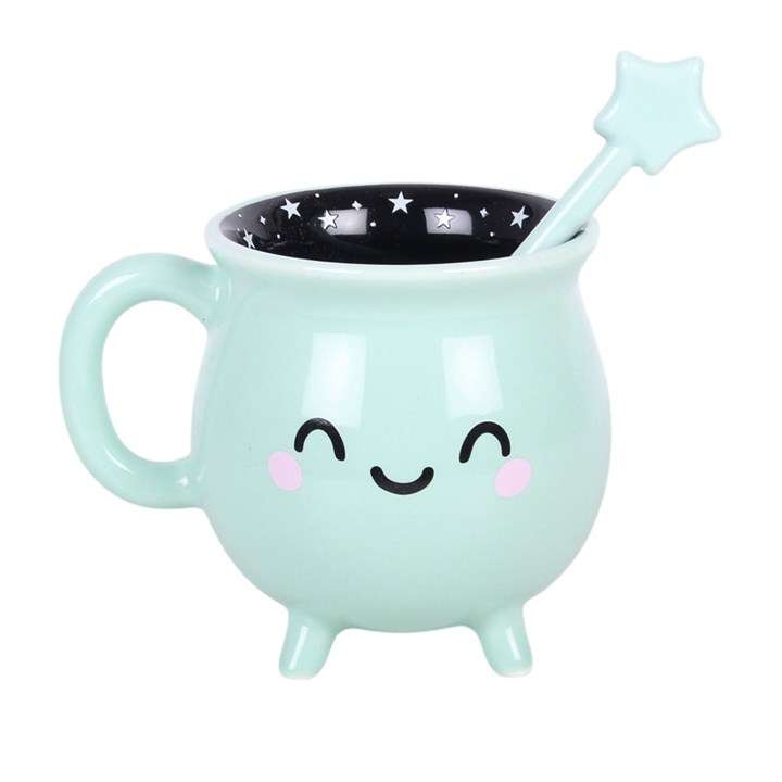 Mint Green Cauldron Mug with Wand Stirrer 🇬🇧