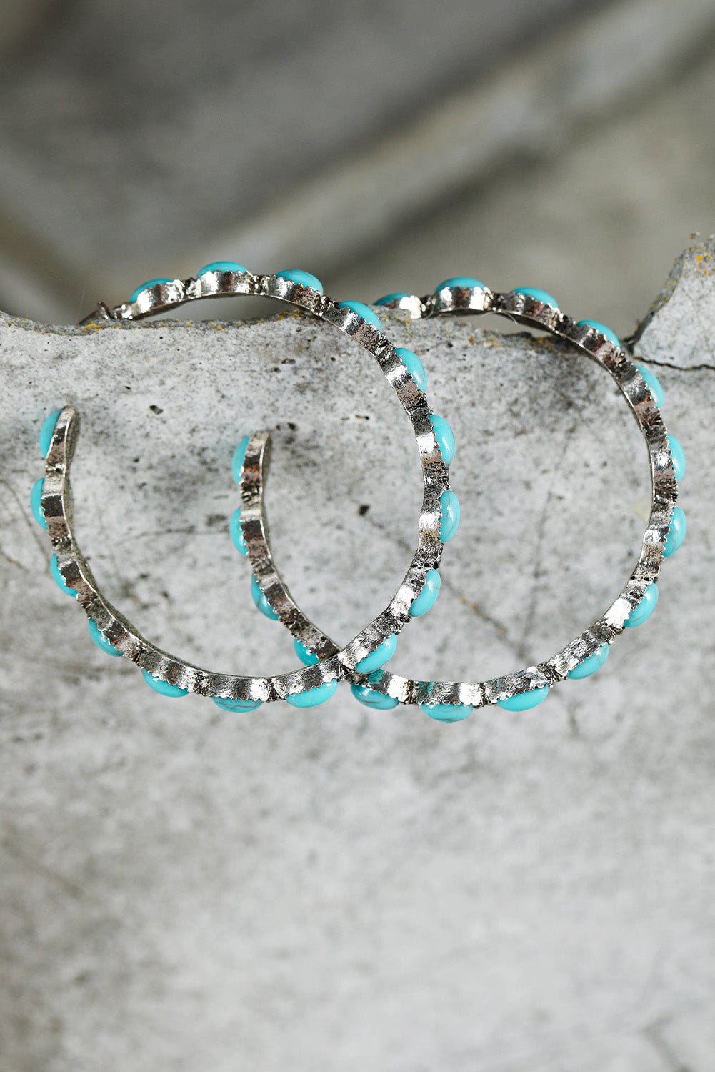 Sky Blue Gem Inlay Retro C-shape Earrings 🇨🇳