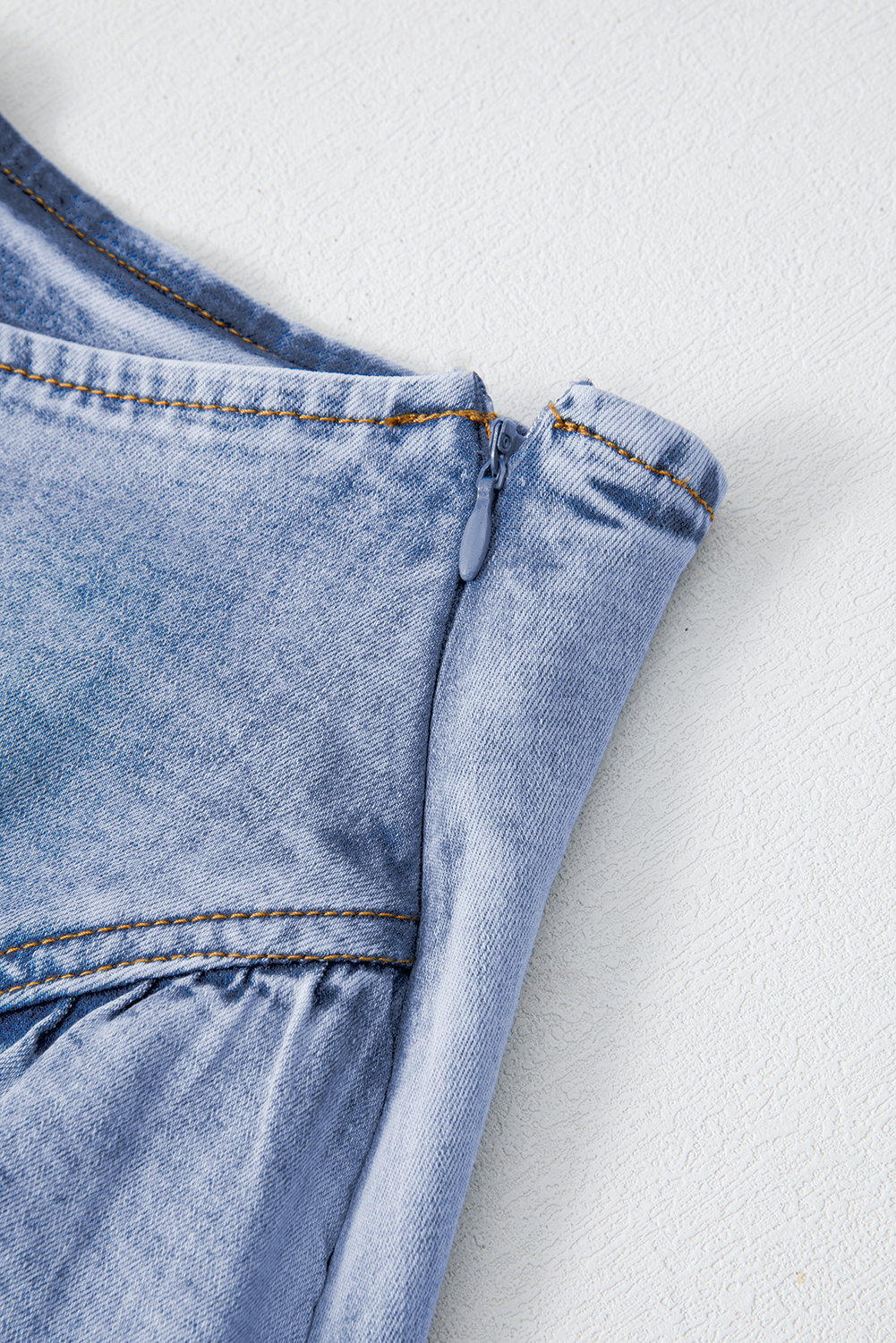 Beau Blue Asymmetric Ruffle Overlay Denim Mini Skirt 🇨🇳