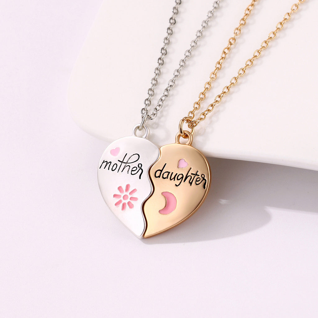 2PCS Set Jewelry Mother Daughter Necklace Matching Heart Magnetic Pendant Fashion Gifts For Mother's Day 🇨🇳