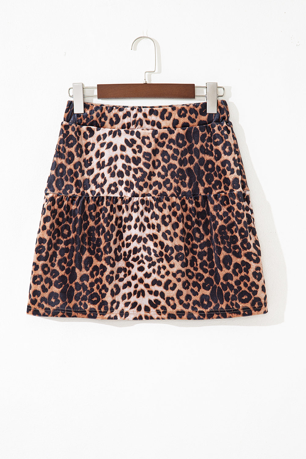 Brown Leopard Tiered Patchwork Hot Mini Skirt 🇺🇸
