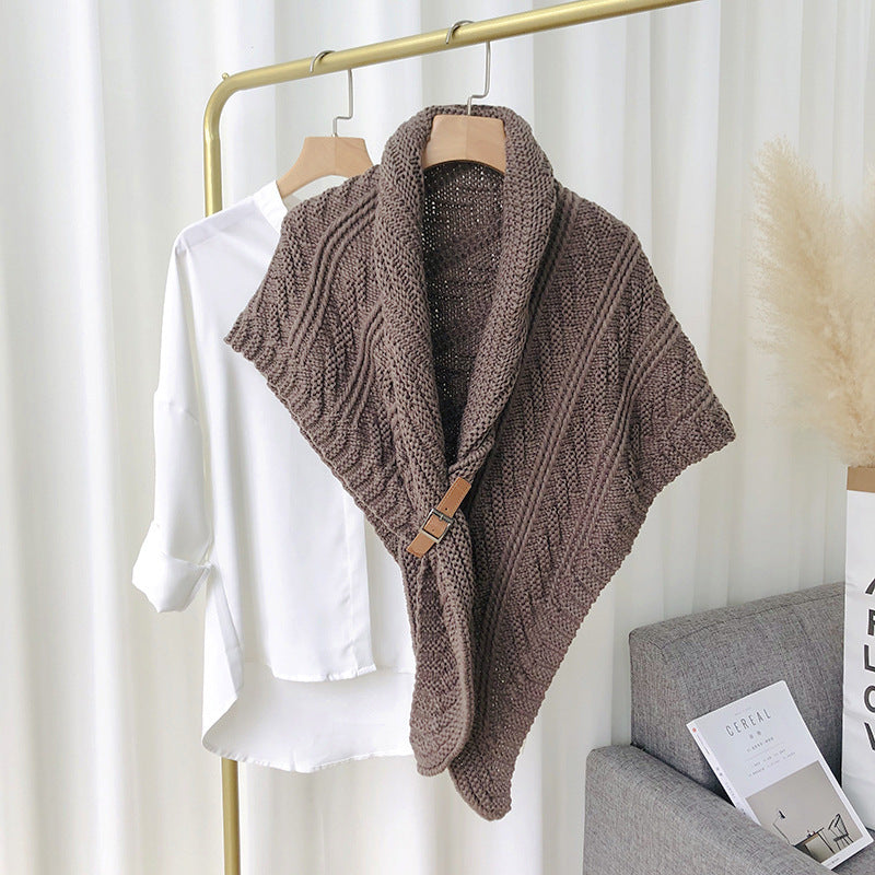 Ladies Knitted Scarf With Split Thick Triangle Cape 🇨🇳