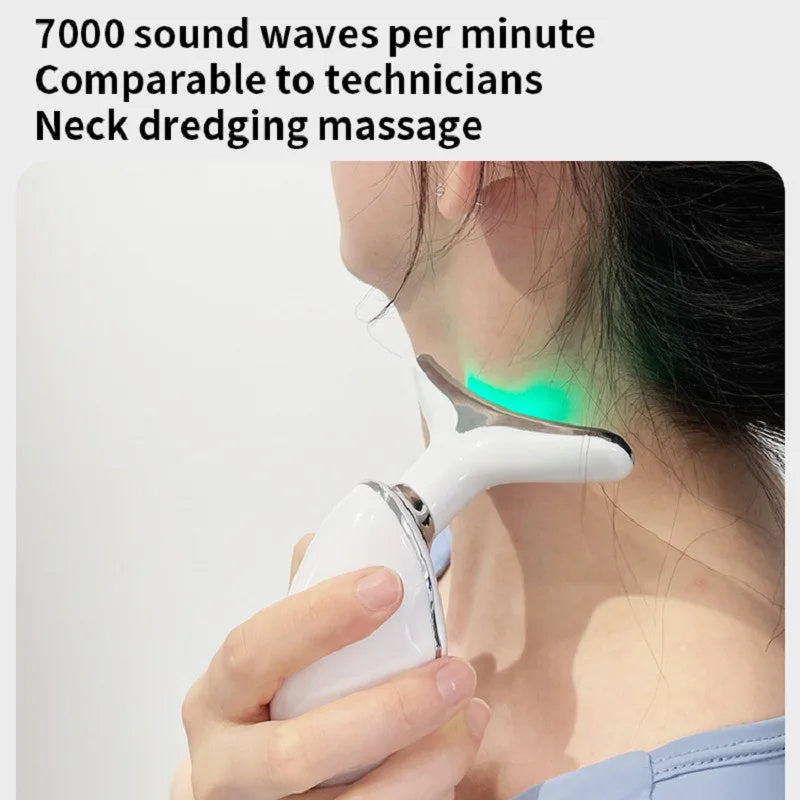 Neck Face Beauty Device Colorful LED Photon Therapy Skin Tighten Reduce Double Chin Anti Wrinkle Remove Lifting Massager 🇨🇳