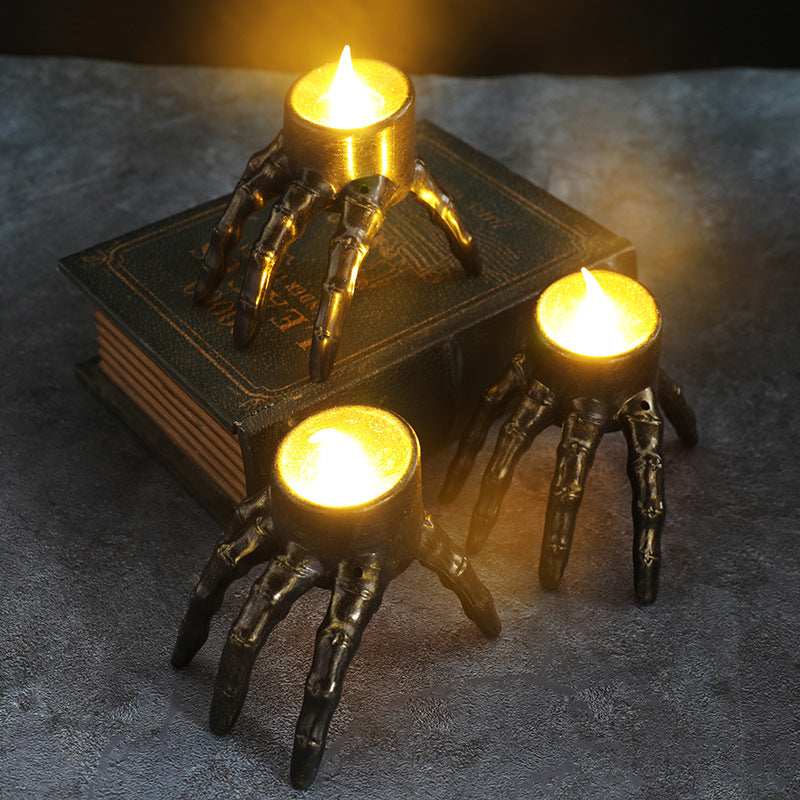Halloween Skull Hand Lantern Atmosphere Decoration Props Skull Foot Night Lantern Halloween Candle Lantern 🇬🇧