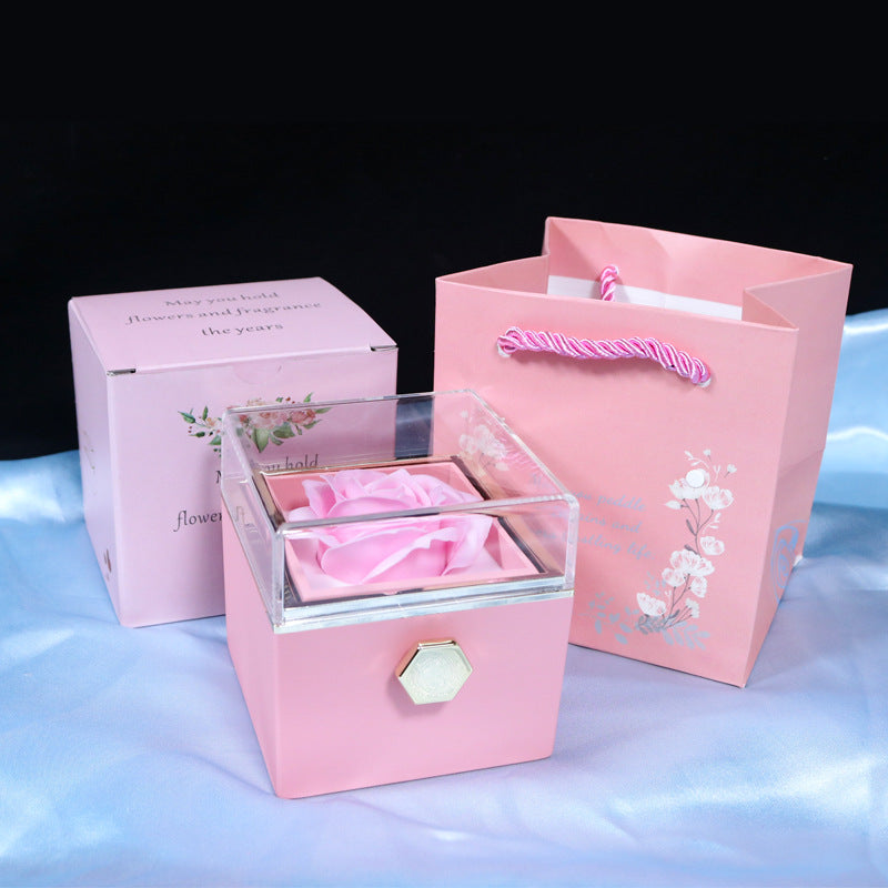 Rotating Soap Flower Rose Gift Box Creative Rotating Rose Jewelry Packaging Box 🇨🇳