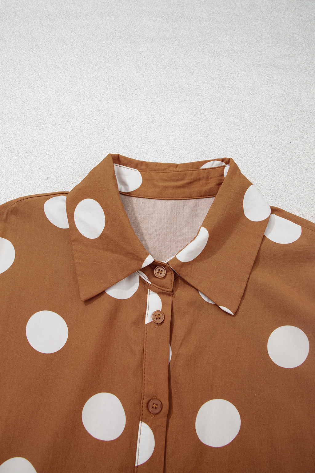 Brown Polka Dot Button Front Long Sleeve Shift Dress 🇺🇸