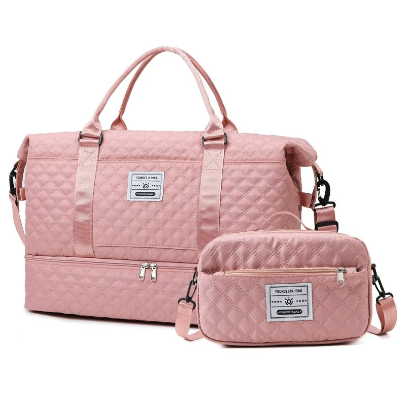 Large-Capacity Quilted Embroidered Thread Handle Crossbody Storage Travel Bag 🇨🇳