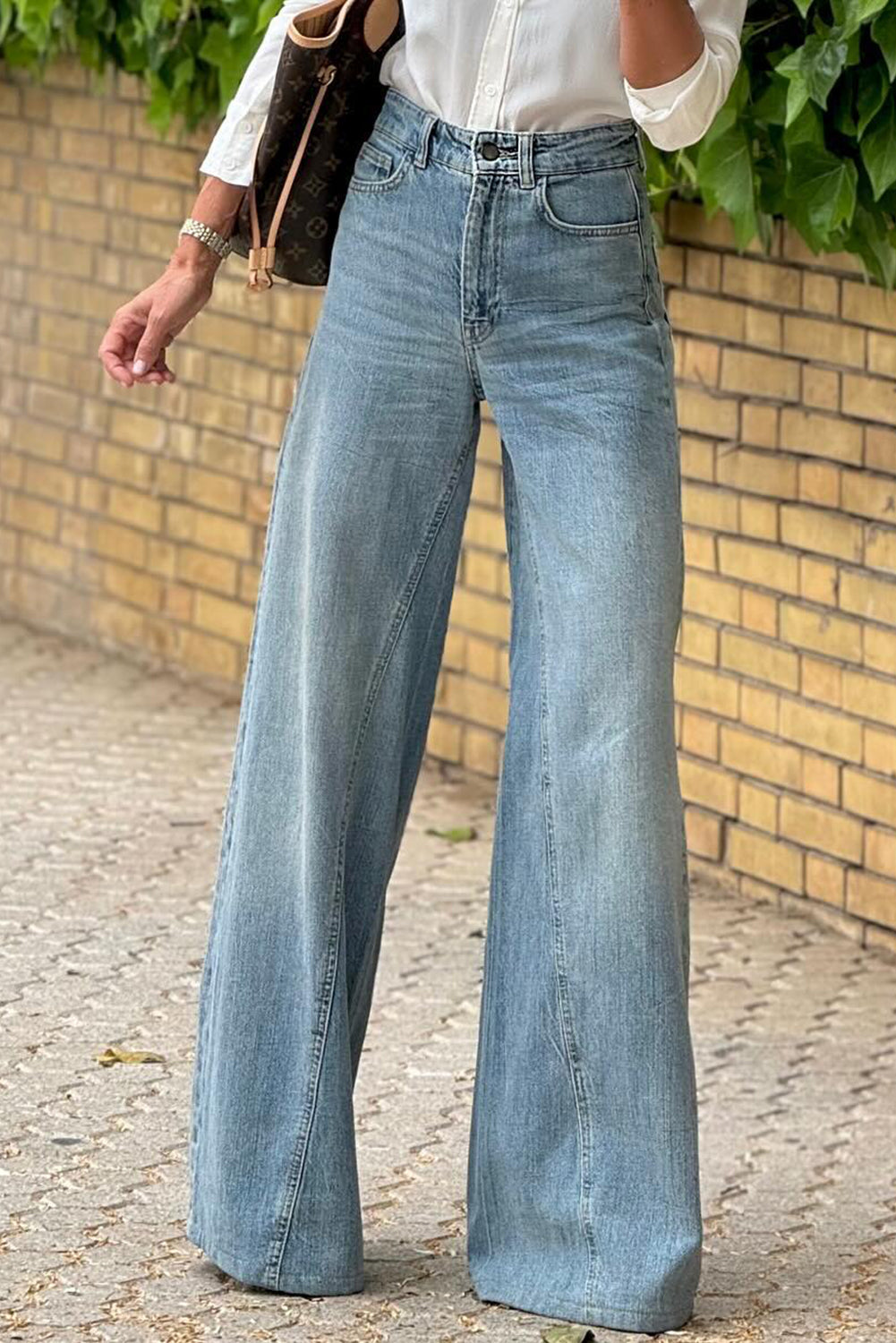Dusk Blue Acid Wash Extra Wide Leg High Waist Long Jeans 🇨🇳