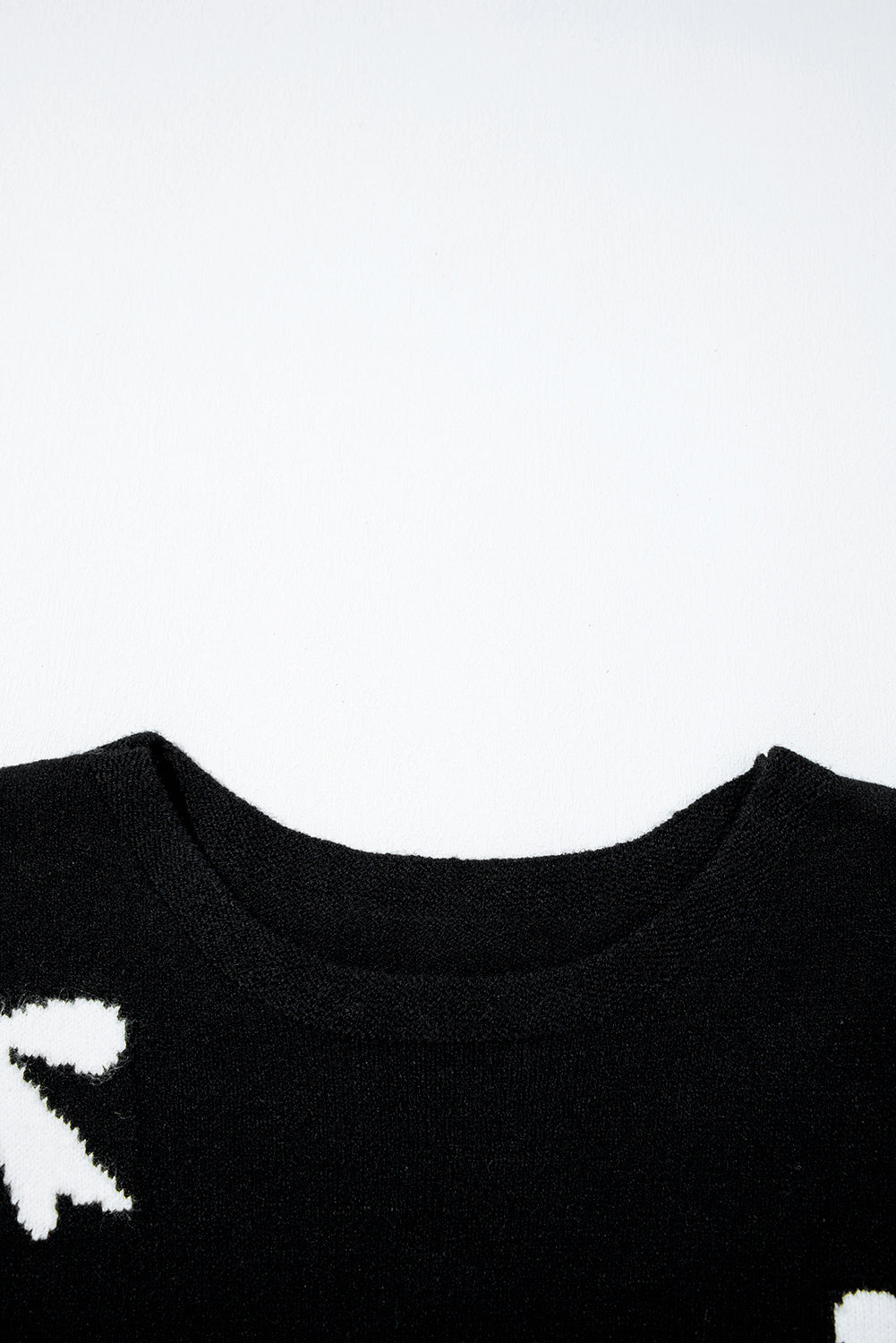 Black Bow Pattern Knit Short Sleeve Sweater 🇺🇲