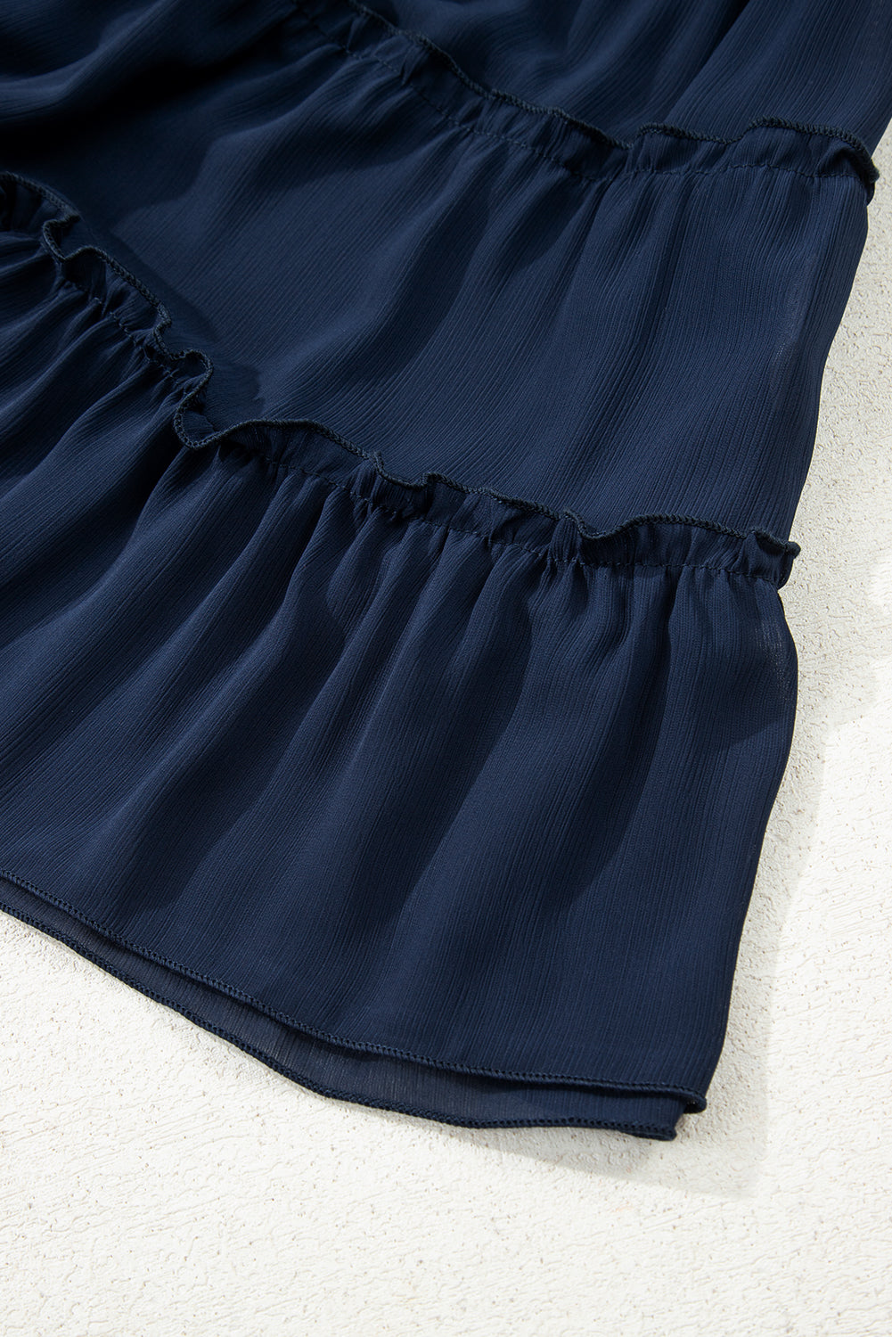 Navy Blue Tiered Ruffle Ribbed Crew Neck Pullover Plus Size Top 🇺🇸