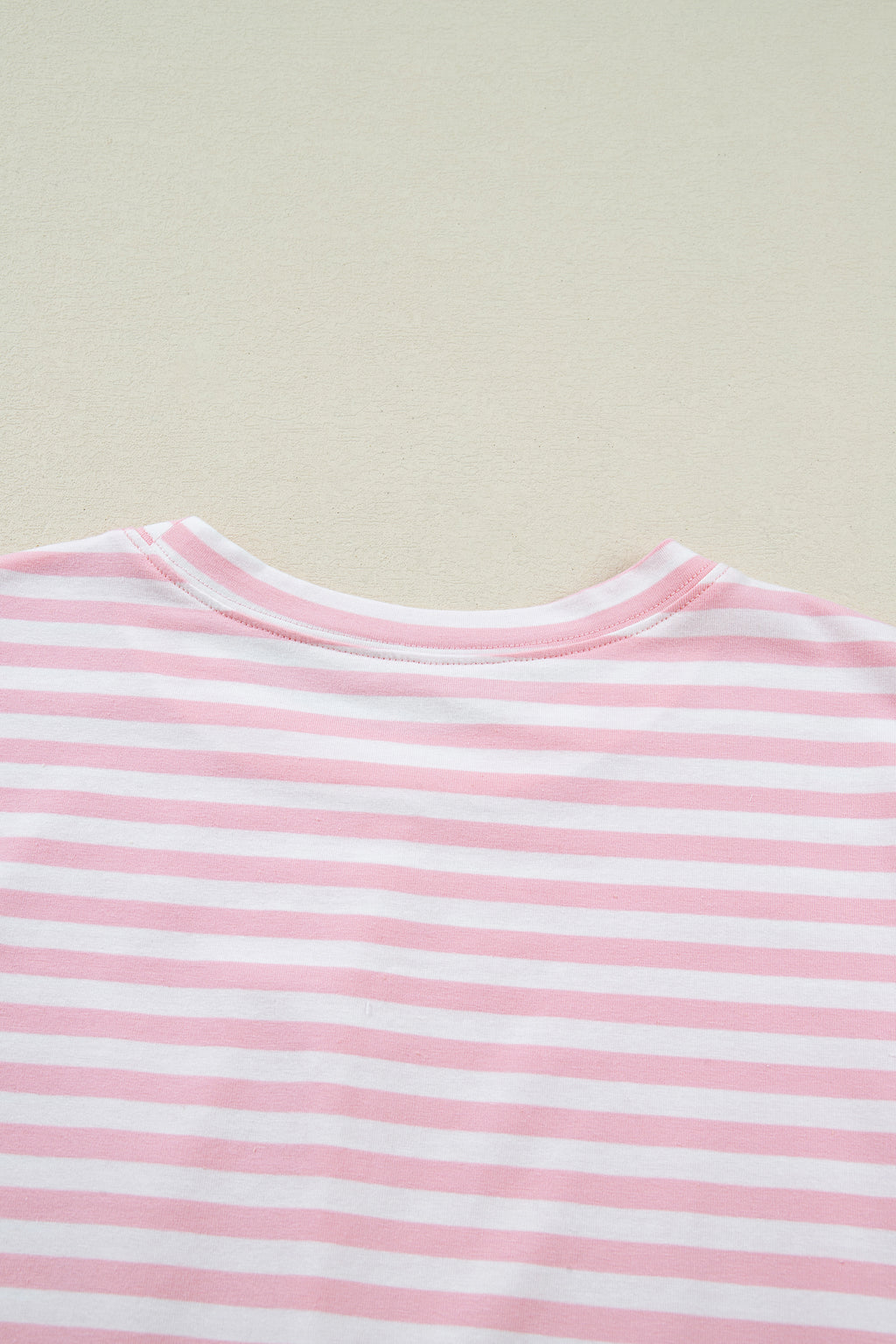 Pink Stripe Drop Shoulder Round Neck Top and Buttoned Straight Pants Two Piece Set 🇺🇸
