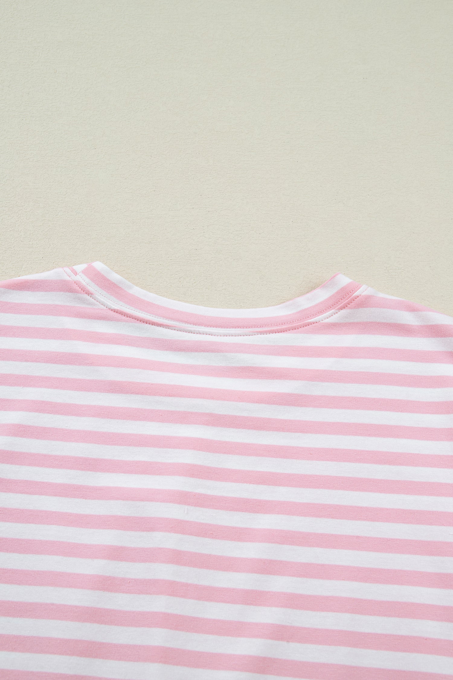 Pink Stripe Drop Shoulder Round Neck Top and Buttoned Straight Pants Two Piece Set 🇺🇸
