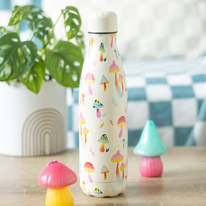 Funky Fungi Mushroom Print Metal Water Bottle 🇬🇧