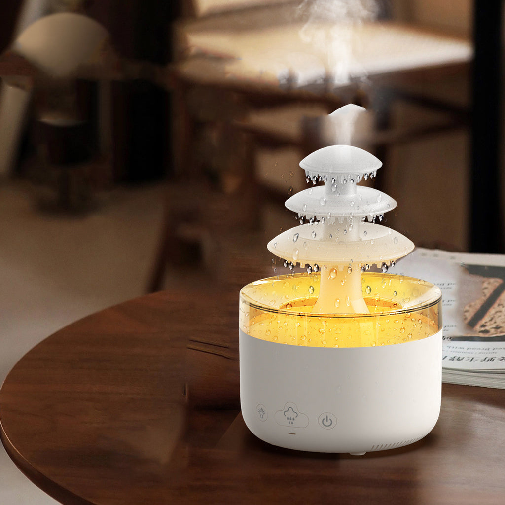 New Cloud Rain Air Humidifier Essential Oil Aromatherapy Diffuser USB Mute Mist Air Humidifier With Colorful Light 🇨🇳