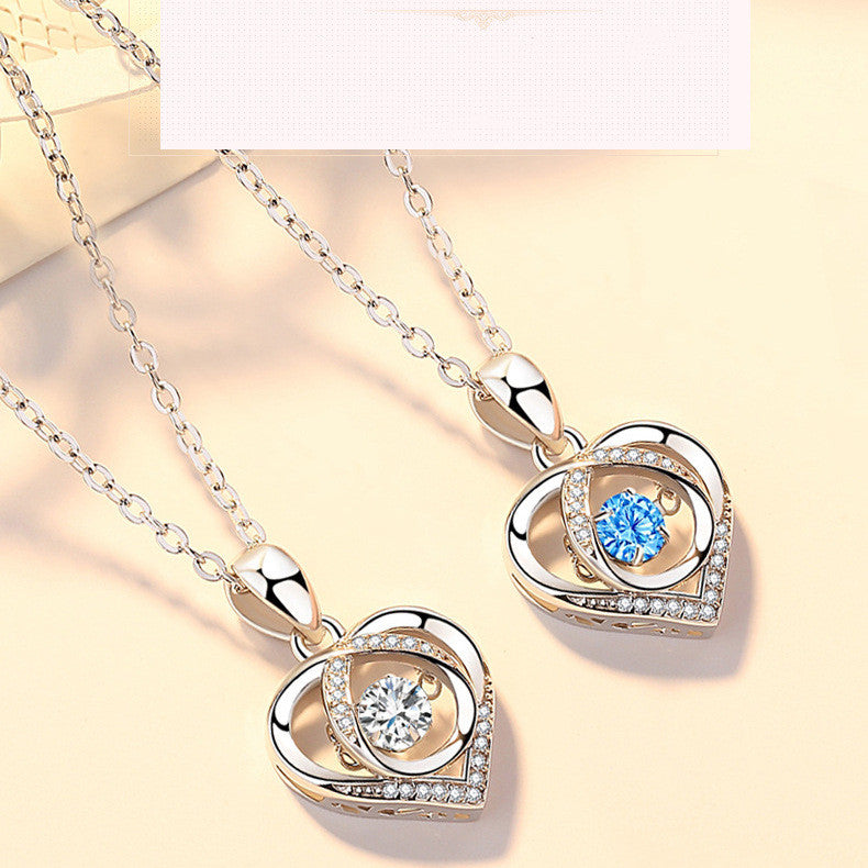 Beating Heart Necklace Women's Korean-style Elegant Smart Heart-shaped Collarbone Necklace Gift Pendant 🇨🇳