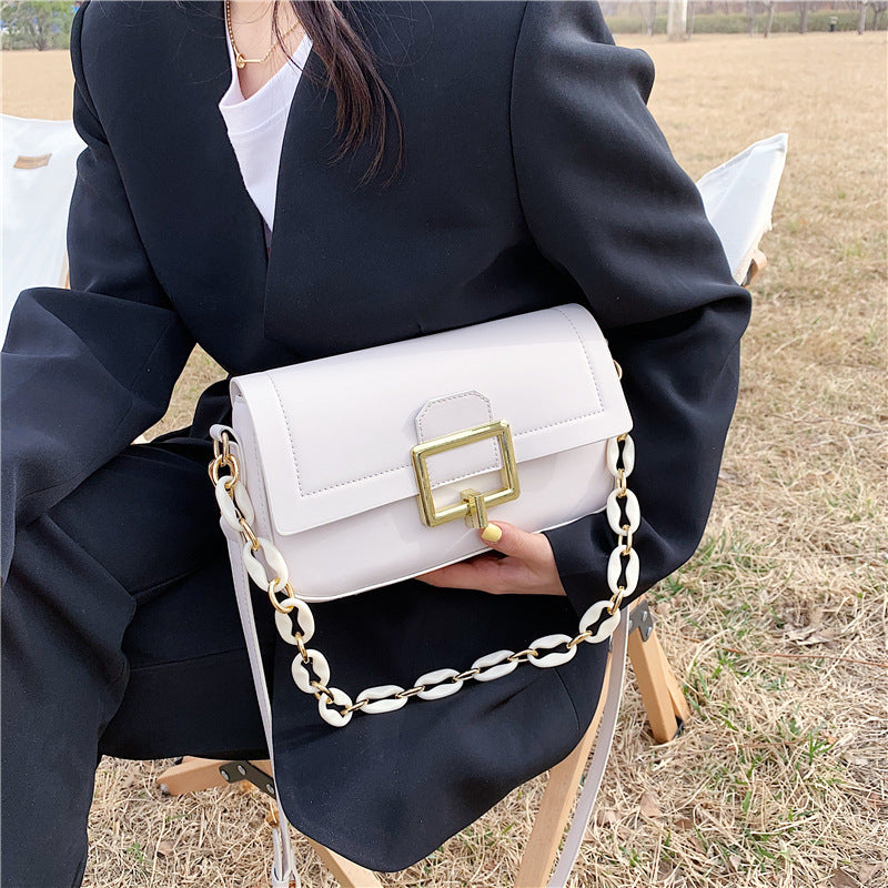 Popular Thick Chain One-shoulder Armpit Small Square Female Texture Simple Messenger Bag 🇨🇳