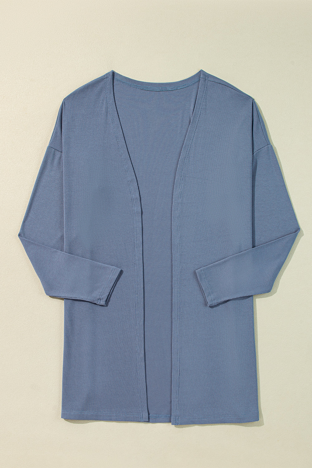 Ashleigh Blue Solid Color Rib Knit Open Front Tunic Cardigan 🇨🇳