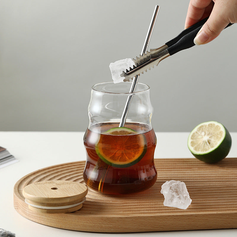 High Borosilicate Glass Stripe Straw Cup Ins Wind 🇨🇳