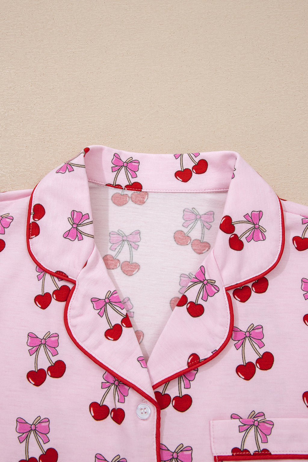 Pink Cherry/Bow Print Short Pajama Set 🇺🇸