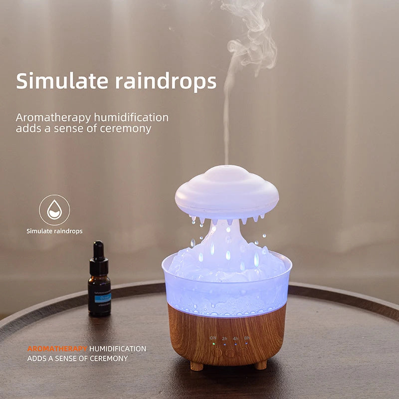 Rain Cloud Night Light Humidifier With Raining Water Drop Sound And 7 Color Led Light Essential Oil Diffuser Aromatherapy 🇨🇳
