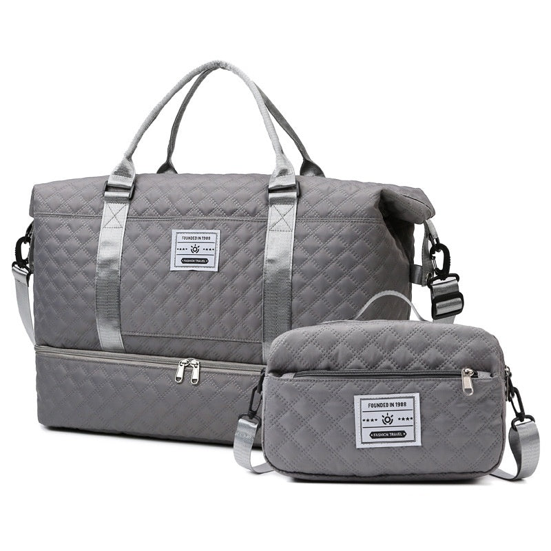 Large-Capacity Quilted Embroidered Thread Handle Crossbody Storage Travel Bag 🇨🇳