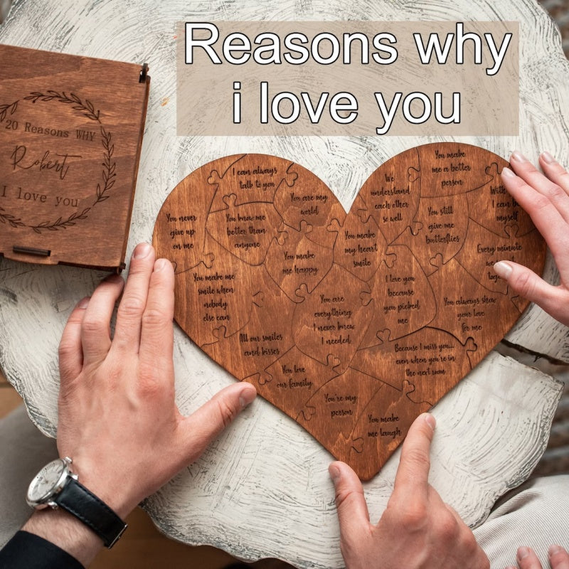 Reasons Why I Love You Wooden Heart Puzzle Romantic Love Jigsaw Puzzle Wedding Anniversary For Wife Husband Birthday Gifts🇨🇳