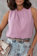 Pink Swiss Dot Sleeveless Ruffle Tank 🇺🇸