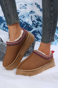 Chestnut Contrast Print Suede Plush Lined Snow Boots 🇺🇸