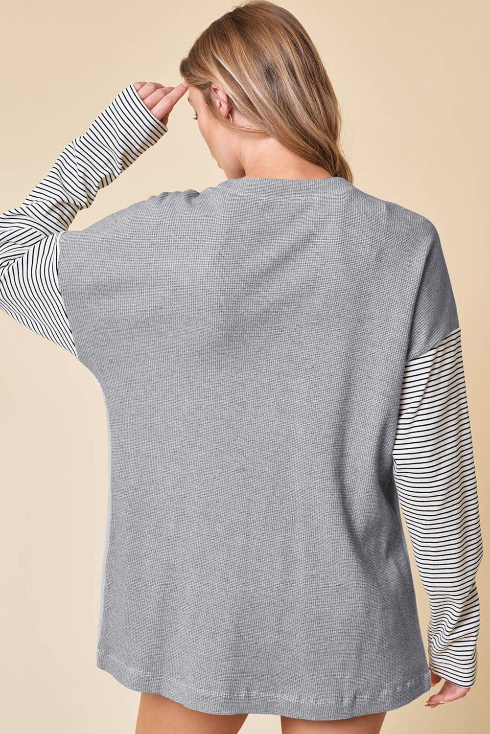 Black Stripe Colorblock Patchwork Open Front Cardigan with Pocket 🇺🇲
